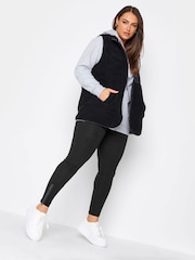 Yours Curve Black Zip Hem Leggings - Image 2 of 3