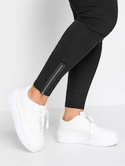 Yours Curve Black Zip Hem Leggings - Image 3 of 3