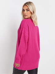 Yours Curve Pink V-Neck Drop Shoulder Jumper - Image 4 of 6