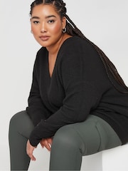 Yours Curve Grey Cargo Ribbed Leggings - Image 4 of 5