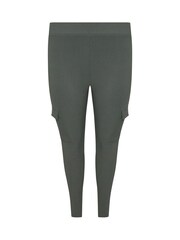 Yours Curve Grey Cargo Ribbed Leggings - Image 5 of 5