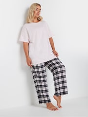 Yours Curve Pink 100% Cotton Check Pyjamas Set - Image 2 of 5