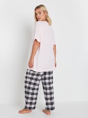 Yours Curve Pink 100% Cotton Check Pyjamas Set - Image 3 of 5