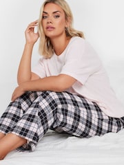 Yours Curve Pink 100% Cotton Check Pyjamas Set - Image 4 of 5