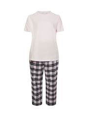 Yours Curve Pink 100% Cotton Check Pyjamas Set - Image 5 of 5