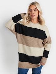Yours Curve Natural Colourblock Jumper - Image 1 of 6
