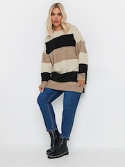 Yours Curve Natural Colourblock Jumper - Image 2 of 6