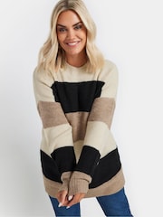 Yours Curve Natural Colourblock Jumper - Image 4 of 6