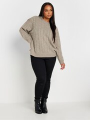 Yours Curve Natural Cable Knitted Jumper - Image 2 of 6