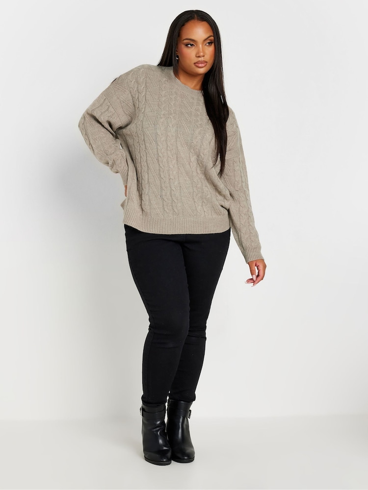 Yours Curve Natural Cable Knitted Jumper - Image 2 of 6
