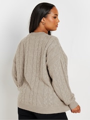 Yours Curve Natural Cable Knitted Jumper - Image 3 of 6