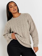 Yours Curve Natural Cable Knitted Jumper - Image 5 of 6