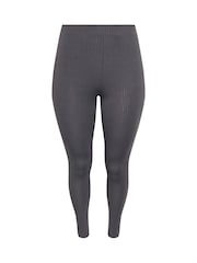Yours Curve Grey Ribbed Leggings - Image 4 of 4