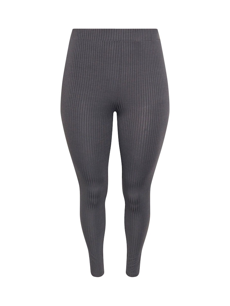 Yours Curve Grey Ribbed Leggings - Image 4 of 4