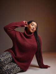 Yours Curve Red Roll Neck Knitted Jumper - Image 3 of 6