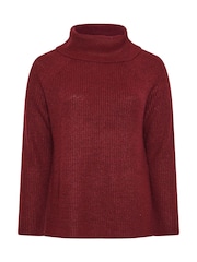 Yours Curve Red Roll Neck Knitted Jumper - Image 6 of 6