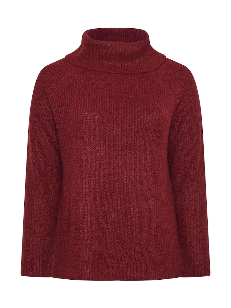 Yours Curve Red Roll Neck Knitted Jumper - Image 6 of 6