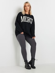 Yours Curve Dark Black Ribbed Leggings 2 Pack - Image 2 of 7