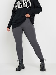 Yours Curve Dark Black Ribbed Leggings 2 Pack - Image 3 of 7