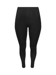 Yours Curve Dark Black Ribbed Leggings 2 Pack - Image 7 of 7