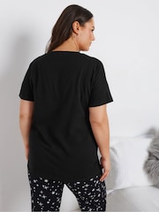 Yours Curve Black 100% Cotton Goodnight Payjama Sleep T-Shirt Nightie - Image 3 of 5