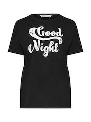 Yours Curve Black 100% Cotton Goodnight Payjama Sleep T-Shirt Nightie - Image 5 of 5