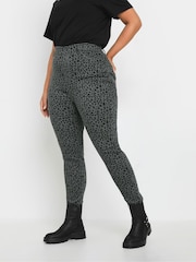 Yours Curve Grey Leopard Print Jeggings - Image 1 of 5