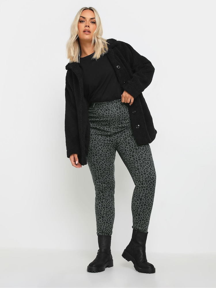 Yours Curve Grey Leopard Print Jeggings - Image 2 of 5