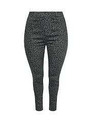 Yours Curve Grey Leopard Print Jeggings - Image 5 of 5
