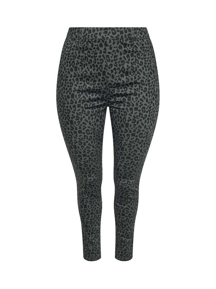 Yours Curve Grey Leopard Print Jeggings - Image 5 of 5