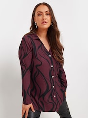 Yours Curve Red Textured Jersey Shirt - Image 1 of 5