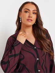 Yours Curve Red Textured Jersey Shirt - Image 4 of 5