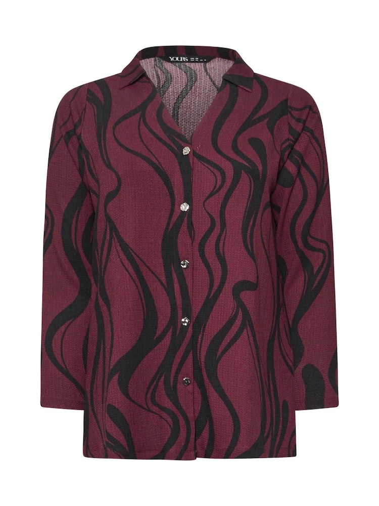 Yours Curve Red Textured Jersey Shirt - Image 5 of 5