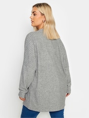 Yours Curve Grey Ribbed Soft Touch Jumper - Image 2 of 5