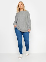 Yours Curve Grey Ribbed Soft Touch Jumper - Image 3 of 5