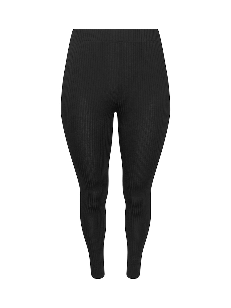 Yours Curve Black Ribbed Leggings 2 Pack - Image 6 of 6