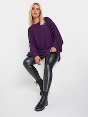 Yours Curve Purple Batwing Sleeve Soft Touch Jumper - Image 2 of 5