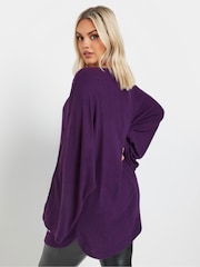 Yours Curve Purple Batwing Sleeve Soft Touch Jumper - Image 3 of 5