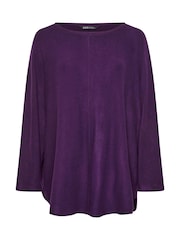 Yours Curve Purple Batwing Sleeve Soft Touch Jumper - Image 5 of 5