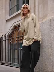 Yours Curve Natural High Neck Seam Detail Jumper - Image 1 of 6