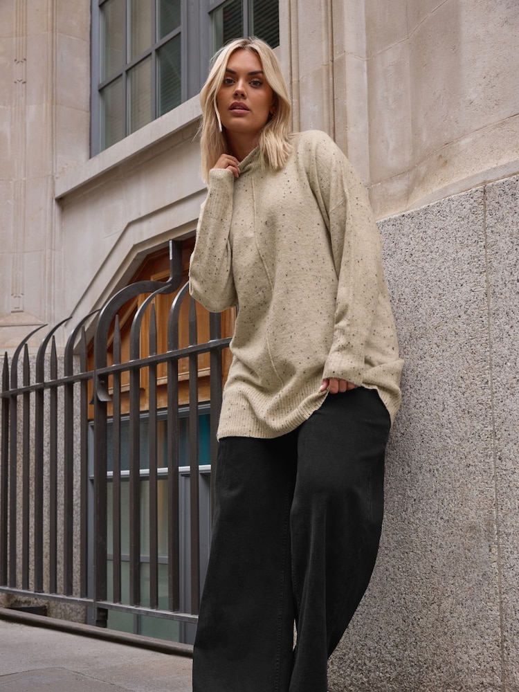 Yours Curve Natural High Neck Seam Detail Jumper - Image 1 of 6