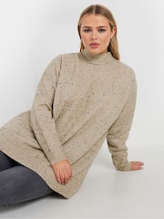 Yours Curve Natural High Neck Seam Detail Jumper - Image 3 of 6