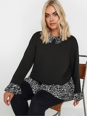 Yours Curve Grey 2 In 1 Shirt Top - Image 1 of 5