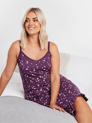 Yours Curve Purple Scattered Star 100% Cotton Chemise - Image 1 of 5