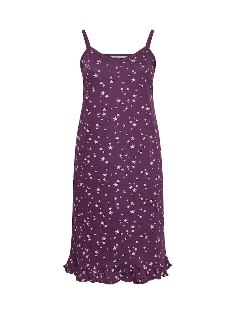Yours Curve Purple Scattered Star 100% Cotton Chemise - Image 5 of 5