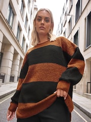 Yours Curve Orange Elephant Stripe Jumper - Image 1 of 7
