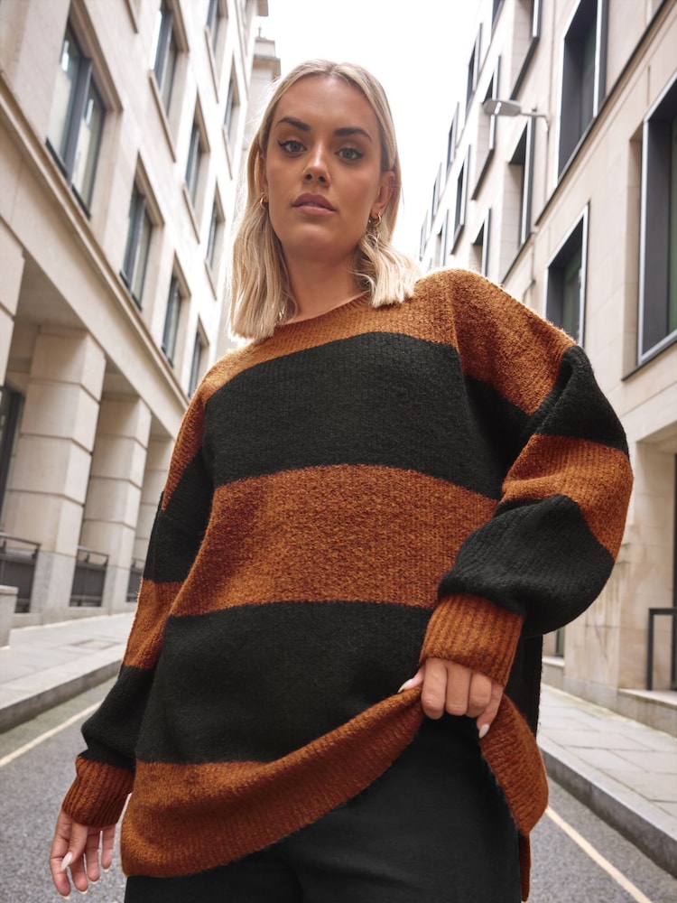 Yours Curve Orange Elephant Stripe Jumper - Image 1 of 7
