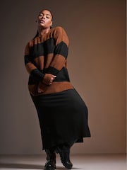 Yours Curve Orange Elephant Stripe Jumper - Image 3 of 7