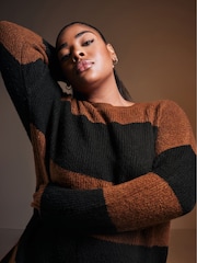 Yours Curve Orange Elephant Stripe Jumper - Image 4 of 7