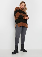 Yours Curve Orange Elephant Stripe Jumper - Image 5 of 7